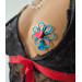 Blue Flower Fake Nipple Rings – Handmade Adjustable Non-Piercing Aluminum Body Jewelry