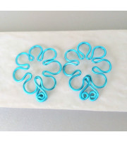 Blue Flower Fake Nipple Rings — Non-Piercing, Adjustable, Handmade Aluminum, Pair Blue Flower Fake Nipple Rings — Non-Piercing, Adjustable, Handmade Aluminum, Pair