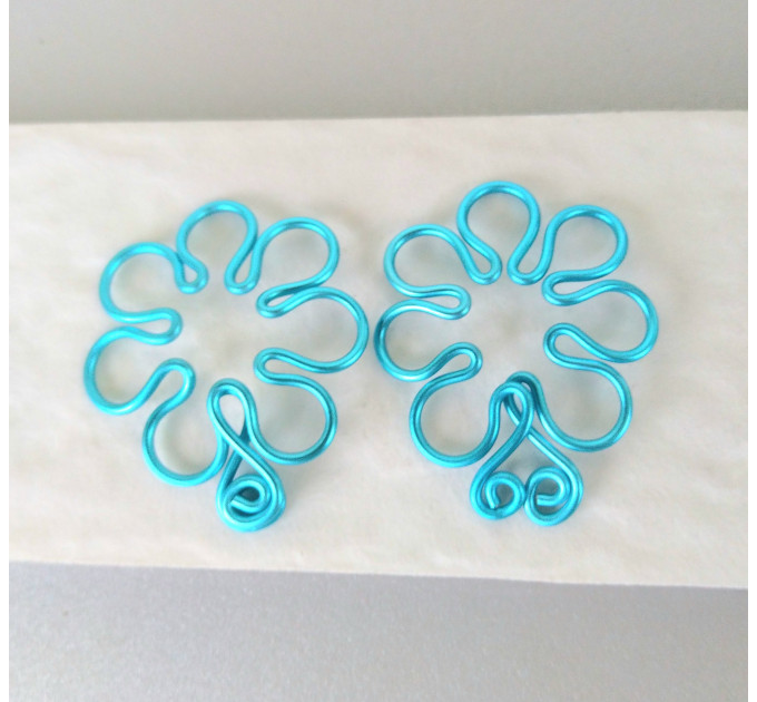 Blue Flower Fake Nipple Rings – Handmade Adjustable Non-Piercing Aluminum Body Jewelry