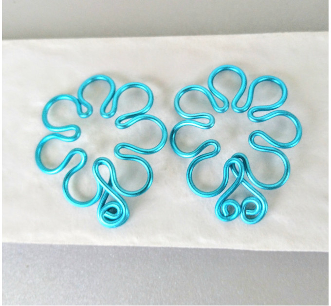 Blue Flower Fake Nipple Rings – Handmade Adjustable Non-Piercing Aluminum Body Jewelry