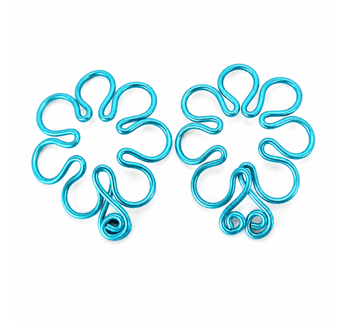 Blue Flower Fake Nipple Rings – Handmade Adjustable Non-Piercing Aluminum Body Jewelry