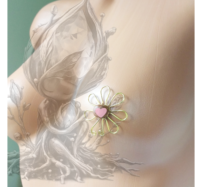Pink  Flower Nipple Rings, non Piercing Nipple shield, Sexy Nipple Clamps, intimate Jewelry adult bdsm sex toys