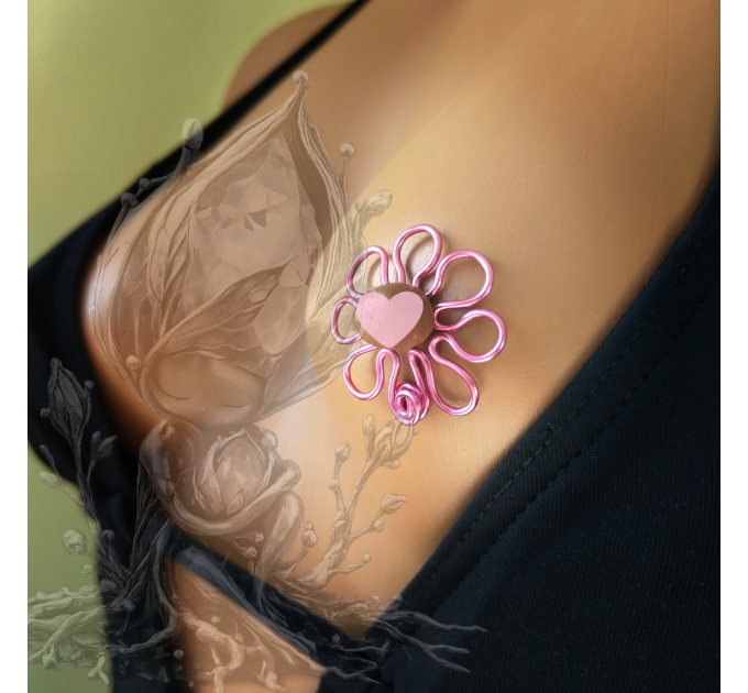 Pink  Flower Nipple Rings, non Piercing Nipple shield, Sexy Nipple Clamps, intimate Jewelry adult bdsm sex toys