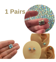 Fake Nipple Piercing with Rainbow Crystal 5mm – Magnetic Stainless Steel Nipple Jewelry
