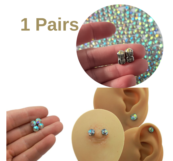 Fake Magnetic Nipple Piercing with Rainbow Crystal – 5mm