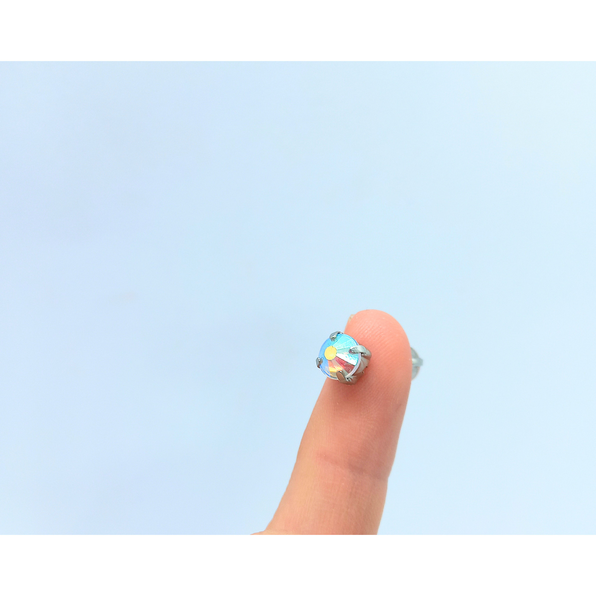 Fake Magnetic Nipple Piercing with Rainbow Crystal – 5mm — Image 9 of 10