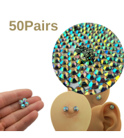 50 Pairs Magnetic Nipple Rings Rainbow Crystal Set – Fake Nipple Piercing Value Pack