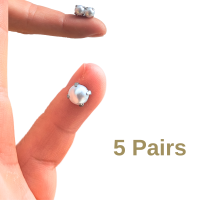 Magnetic Fake Nipple Rings Set of 5 Pairs with White Pearls – Value Bundle