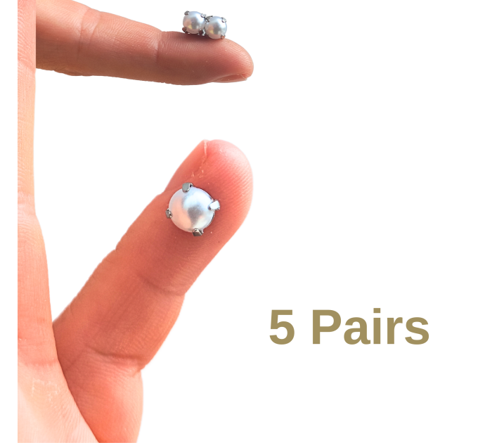 Magnetic Fake Nipple Rings Set – 5 Pairs White Pearls Non-Piercing Jewelry