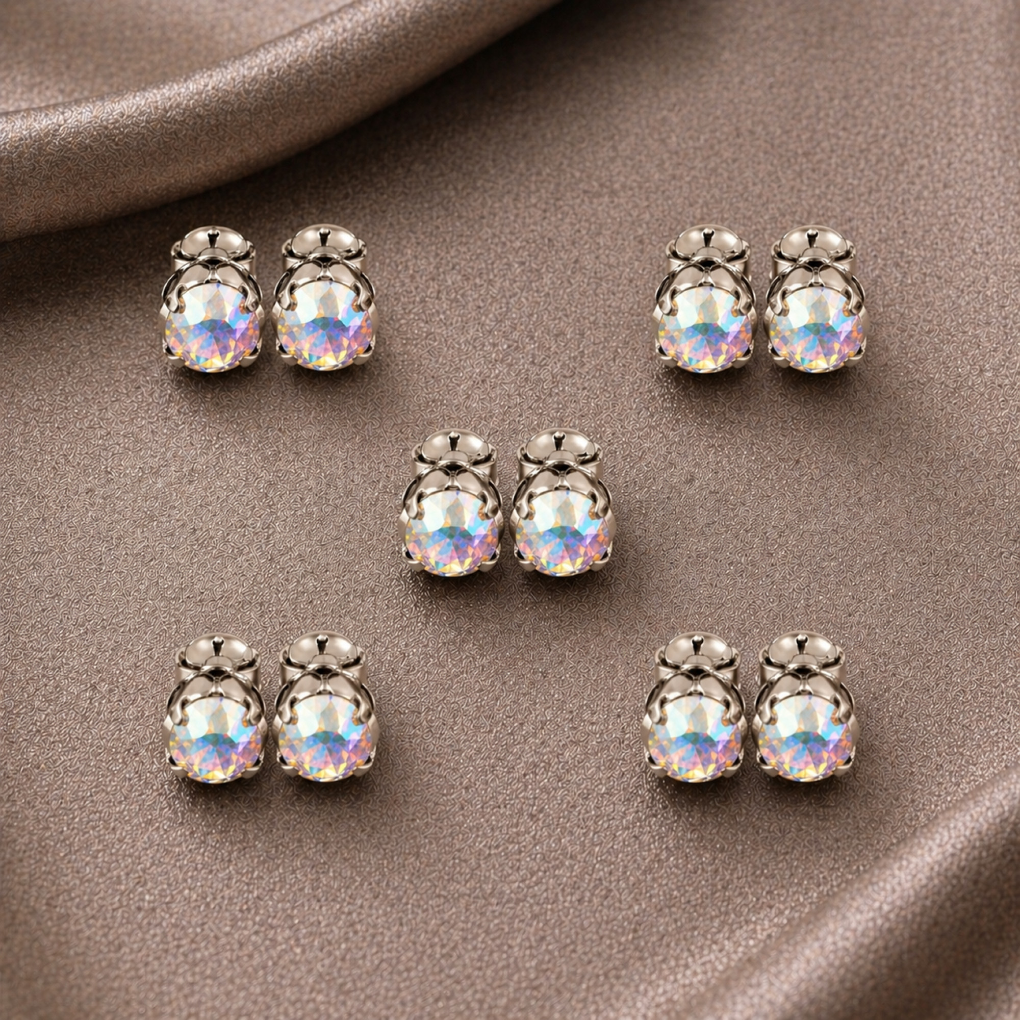 Magnetic Fake Nipple Rings Set – 5 Pairs Rainbow Crystal Non-Piercing Jewelry — Image 3 of 8