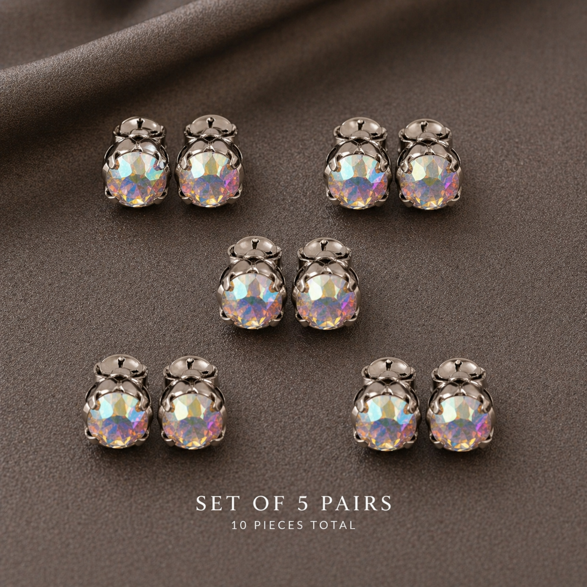 Magnetic Fake Nipple Rings Set – 5 Pairs Rainbow Crystal Non-Piercing Jewelry — Image 5 of 8