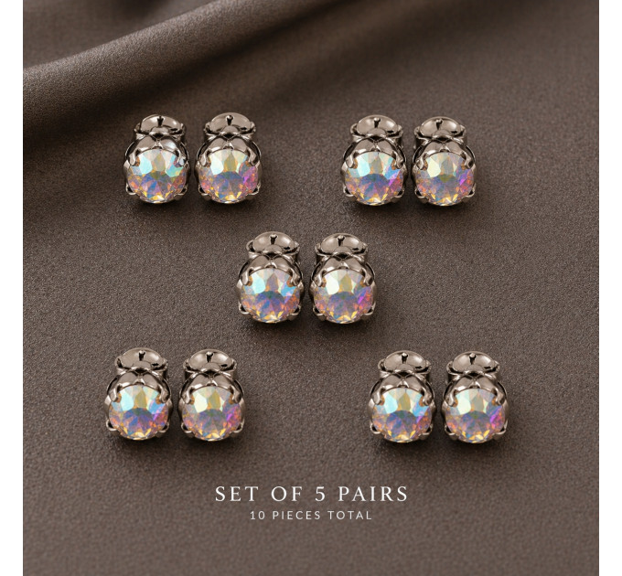 Magnetic Fake Nipple Rings Set – 5 Pairs Rainbow Crystal Non-Piercing Jewelry