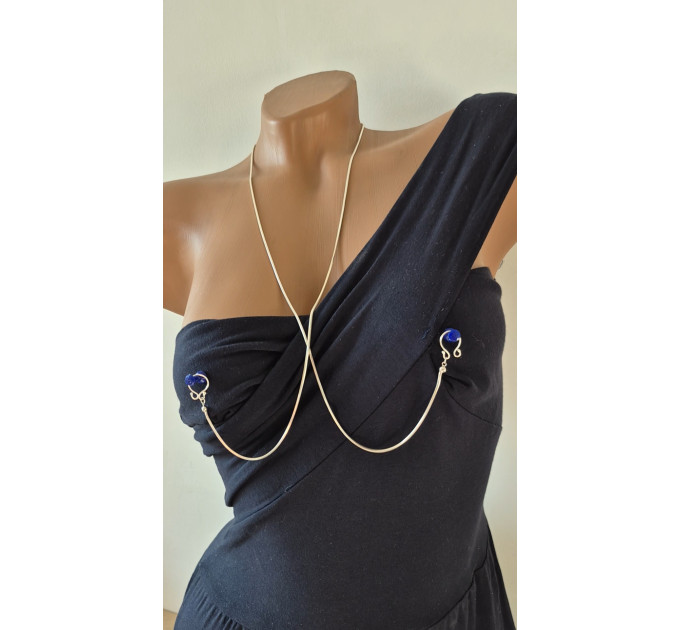 Handmade Non-Piercing Silver Nipple Chain Necklace