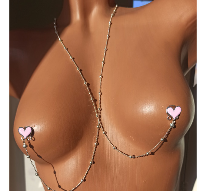Handmade Non-Piercing Silver Nipple Chain Necklace