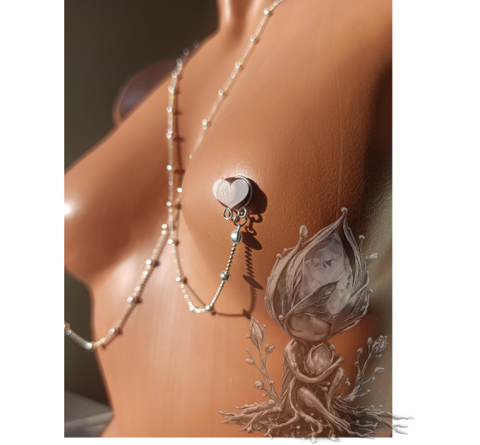 Handmade Non-Piercing Silver Nipple Chain Necklace