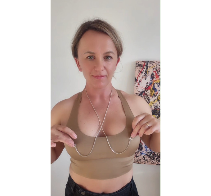 Handmade Non-Piercing Silver Nipple Chain Necklace