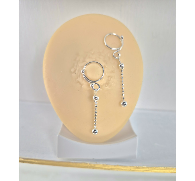 Solid Silver Nipple Rings with Silver Dangles (Pair)