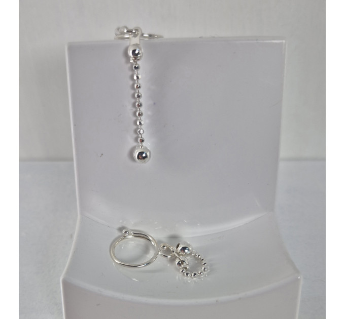 Solid Silver Nipple Rings with Silver Dangles (Pair)