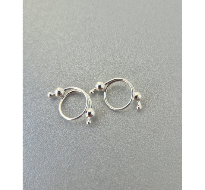 Fake nipple piercing - pair adjustable Barbell - handmade silver nipple bar
