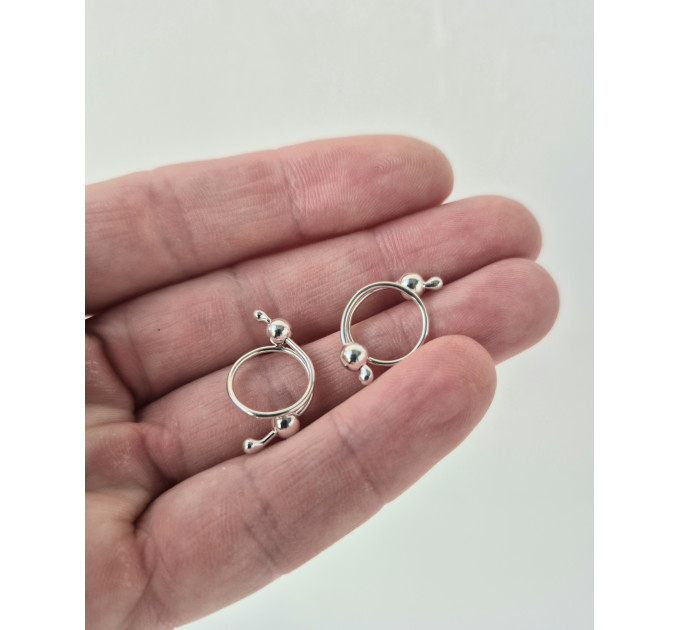 Fake nipple piercing - pair adjustable Barbell - handmade silver nipple bar