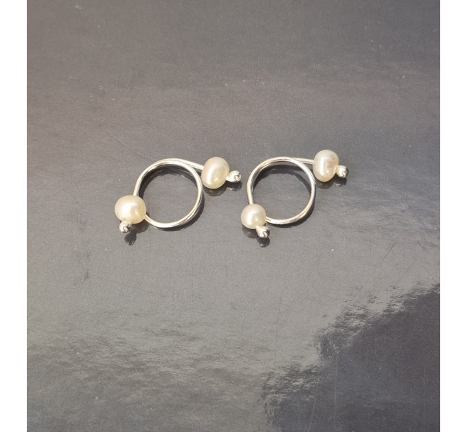 Non-Piercing Silver Nipple Rings with Natural White Pearls