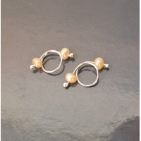 Non-Piercing Silver Nipple Rings with Natural Peach Pearls 