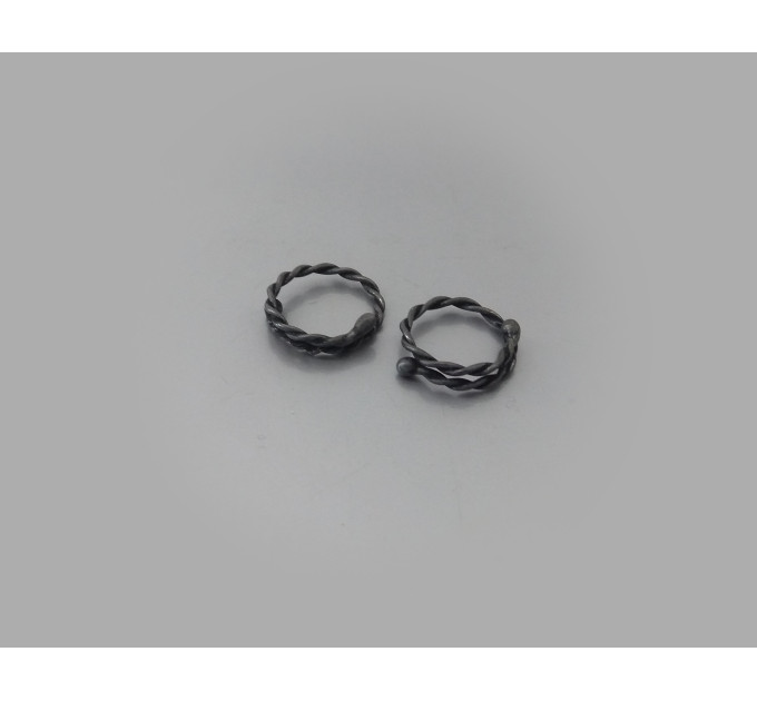 Oxidized Sterling Silver Twisted Non-Piercing Nipple Rings (Pair)