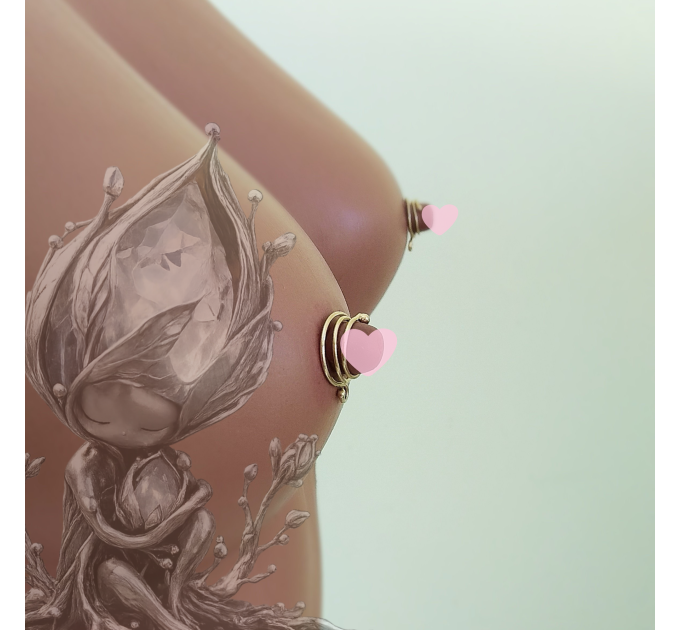 Handcrafted Brass Spiral Nipple Jewelry Pair