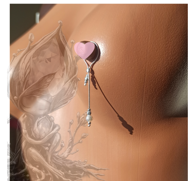 Adjustable Handmade Sterling Silver Breast Jewelry with Natural Pearls