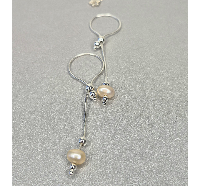 Adjustable Handmade Sterling Silver Breast Jewelry with Natural Pearls