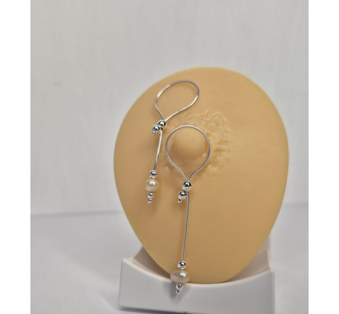 Adjustable Handmade Sterling Silver Breast Jewelry with Natural Pearls