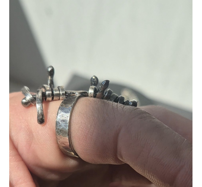 Handmade Articulated Sterling Silver R4ing with Moving Parts