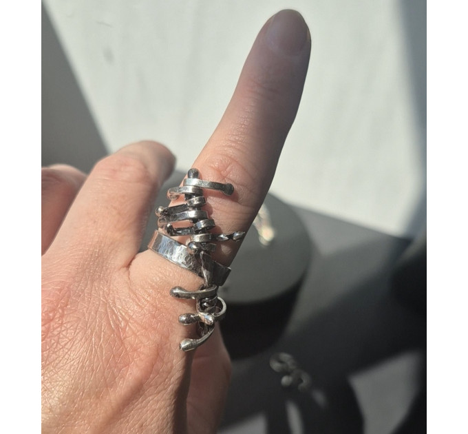 Handmade Articulated Sterling Silver R4ing with Moving Parts