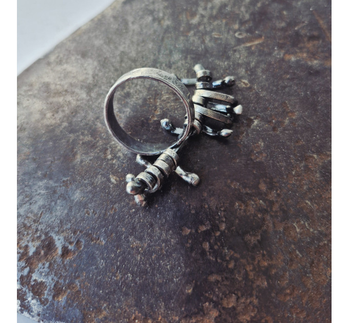 Handmade Articulated Sterling Silver R4ing with Moving Parts