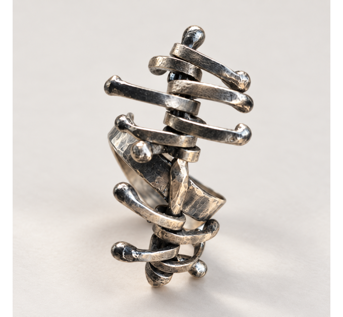 Handmade Articulated Sterling Silver R4ing with Moving Parts | SilverBuds