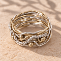 Bramble Ring – Boho Wire Wrap Ring, Wide Handmade Silver and Brass Mixed Metal Band, Size US 12