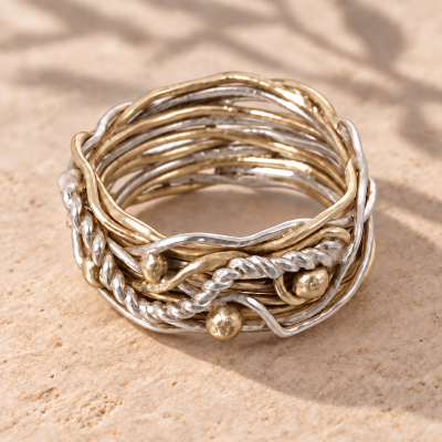 Nest Ring – Boho Wire Bramble Ring, Boho Wire Wrap Silver Brass, Wide Mixed Metal Statement Band, Size 12Wrap Ring, Wide Handmade Silver and Brass Mixed Metal Band Nest Ring – Boho Wire Bramble Ring, Boho Wire Wrap Silver Brass, Wide Mixed Metal Statement Band, Size 12Wrap Ring, Wide Handmade Silver and Brass Mixed Metal Band