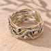 Bramble Ring – Boho Wire Wrap Ring, Wide Handmade Silver and Brass Mixed Metal Band, Size US 12