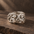 Nest Ring – Boho Wire Wrap Ring, Wide Handmade Silver Freestyle Band