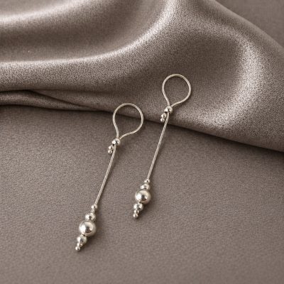 Sterling Silver Nipple Jewelry with Silver Beads