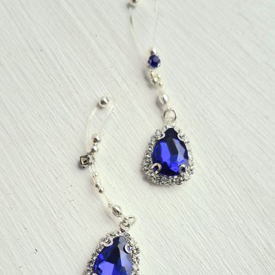 Crystal Nipple Rings — Fake Piercing, Silver Beads, Sparkling Glass Crystals, Pair