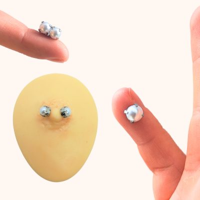 Magnetic Fake Nipple Rings Set of 5 Pairs with White Pearls – Value Bundle
